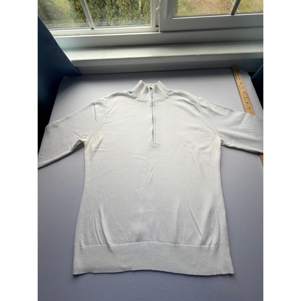Classic Foxcroft White 100% Supima Cotton Quarter Zip Sweater Women's Large